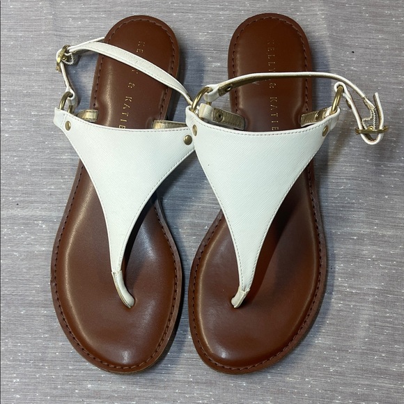 Kelly & Katie Cream and Brown Sandals - Picture 2 of 4